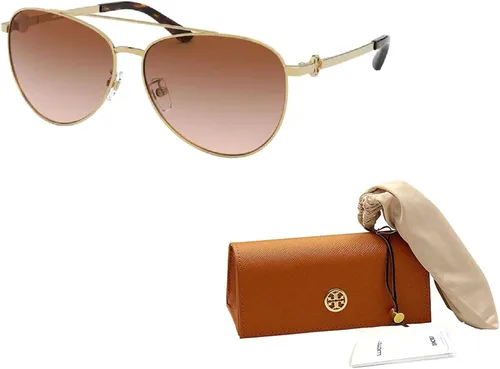Vista 3 de Tory Burch TY6074 Pilot Sunglasses for Women BUNDLE with Designer iWear Complimentary Eyewear Care Kit