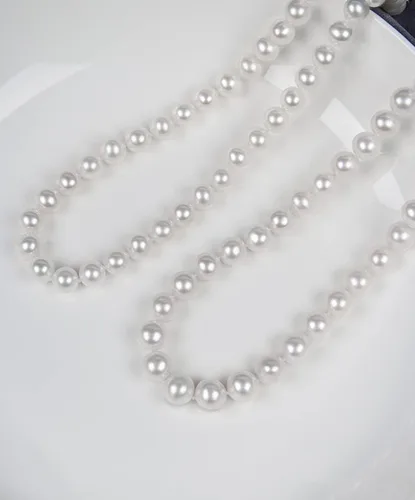 Vista 3 de HUWODY Pearl Necklace Round White Simulated Shell Pearl Necklace Strand 16"-24