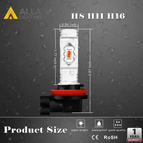 Vista 6 de Alla Lighting Bombillas LED antiniebla LED rojas H11 H16 de 3800 lm ETI 56-SMD Xtreme superbrillantes H8 H11 H16 bombillas LED de repuesto