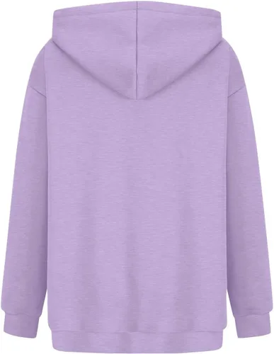 Vista 2 de SHAOBGE Sudaderas de otoño de gran tamaño con capucha de forro polar de manga larga para mujer, ropa de invierno con bolsillo