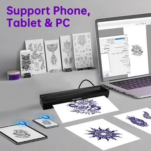 Vista 5 de Máquina impresora de plantillas de tatuajes, impresora portátil de transferencia de tatuajes para artistas del tatuaje y entusiastas, compatible
