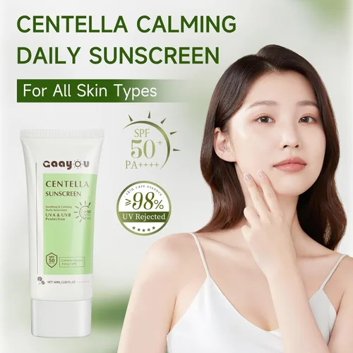 Vista 2 de Centella Protector solar SPF50 PA++++ Calmante Humedad Facial Protector solar Centella Asiatica Protector solar coreano Mate No Blanco Cast Face