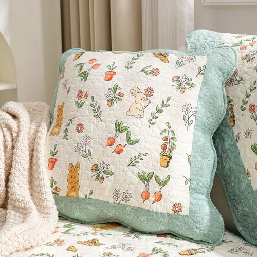 Vista 10 de vctops Juego de 2 fundas de almohada decorativas de algodón a cuadros de búfalo de granja, fundas de cojín cuadradas acolchadas
