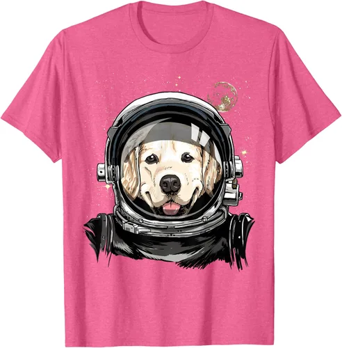 Vista 29 de Camiseta para amantes de los perros de los astronautas del espacio exterior Golden Retriever Lover, Negro