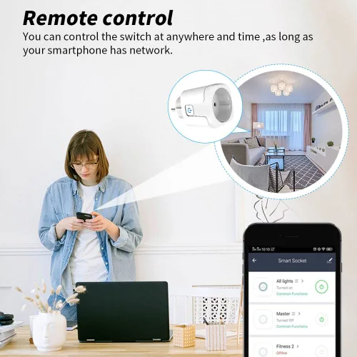 Vista 6 de Zigbee - Enchufe inteligente compatible con Alexa, Google Assistant, control de aplicación y voz, requiere ZigBee Hub, UE (16A)