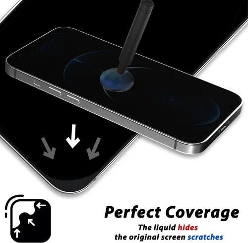 Vista 5 de DOME GLASS Whitestone [cobertura completa perfecta] Protector de pantalla de vidrio templado para iPhone 13 Pro Max con lámpara UV [2 unidades]