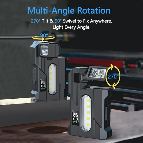 Vista 6 de LETOUR Luz de trabajo magnética recargable LED 2000LM potentes linternas RGB, mini linternas planas portátiles, IP68 impermeable multimodo magnético