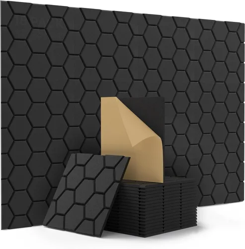 Vista 10 de Kuchoow Paneles de pared insonorizados, paneles autoadhesivos a prueba de sonido para paredes, paquete de 12 paneles de absorción de sonido de alta