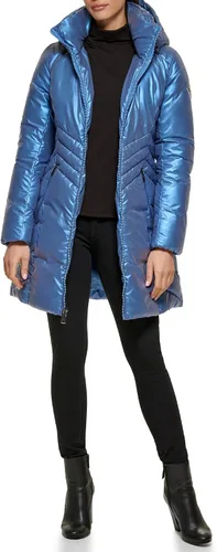 Vista 6 de GUESS Chaqueta acolchada de peso medio para mujer Cinturón negro.