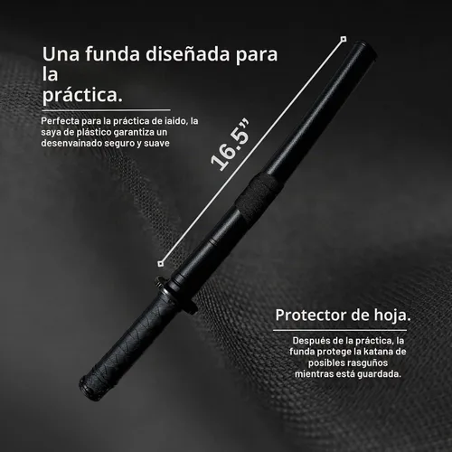 Vista 2 de E-BOGU Espada de entrenamiento samurái de práctica corta de polipropileno (24") con vaina negra Saya