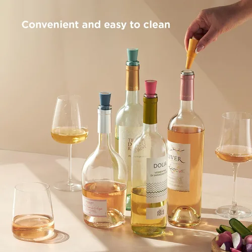 Vista 4 de Rabbit, tapones para botellas de vino y bebidas, juego de 4 unidades de silicona