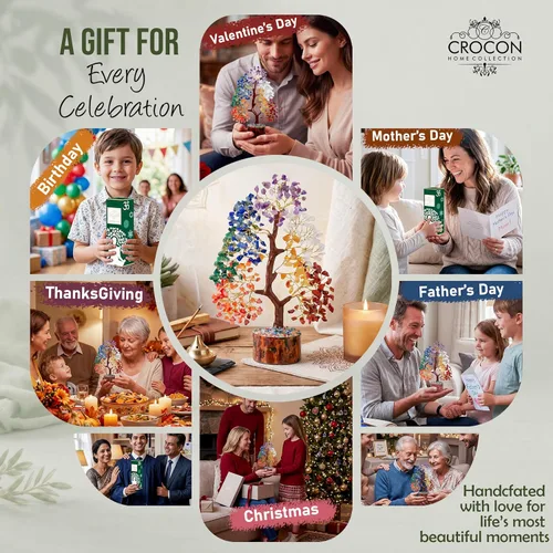 Vista 6 de El árbol de cristal original de 7 chakras, regalo de cumpleaños para mujeres, árbol de la vida de cristal curativo para hermana, regalos