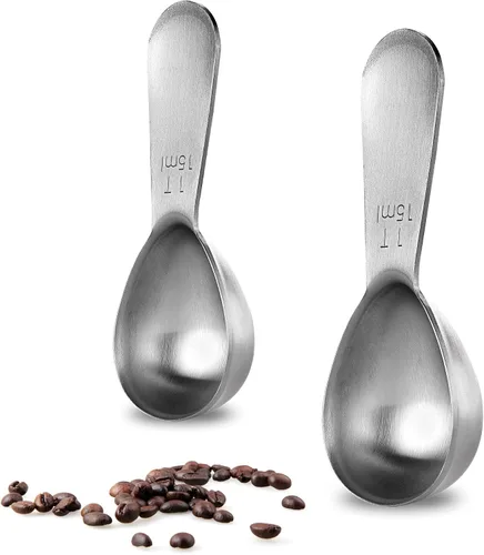 Vista 12 de Cuchara medidora de café de acero inoxidable 18/8: U-Taste 1 cucharada de metal, cuchara medidora de mango corto para café molido, granos, espresso