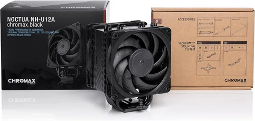 Vista 4 de Noctua NH-U12A chromax.negro, Enfriador de CPU de torre única de 120mm (negro) 158mm Height, High-End Low-Noise Cooling, For Intel & AMD, Dual