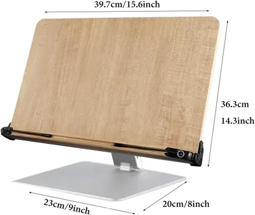 Vista 7 de GIZNXBA Soporte de libro para lectura de altura ajustable con clip de papel, soporte plegable manos libres, soporte de libro de texto para lectura