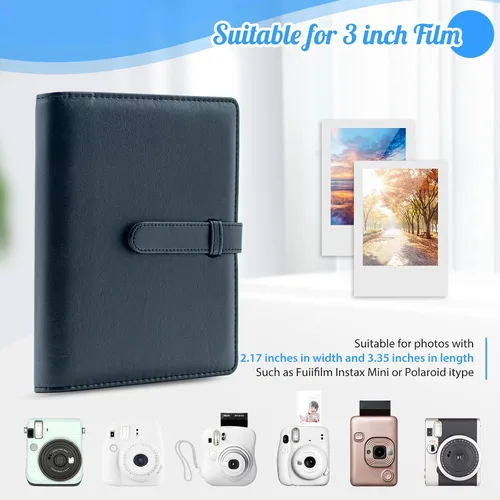 Vista 3 de Ablus Álbum de fotos de 256 bolsillos para impresoras Polaroid Snap SnapTouch Zip Mint Cámaras, Fujifilm Instax Mini 11 90 9 8+ 8 7S 70 50S 26 25