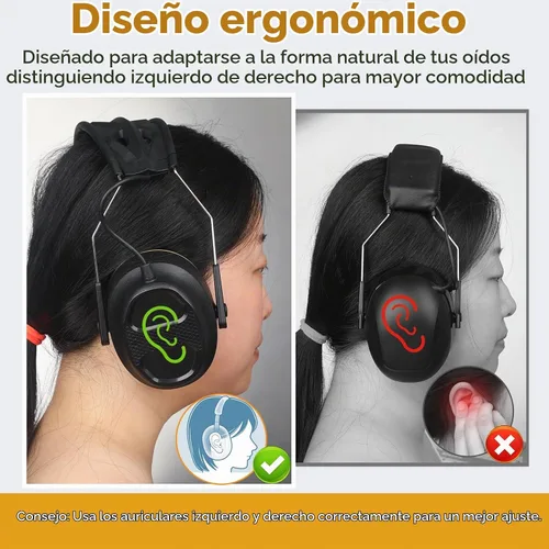 Vista 8 de Gel Ear Pad Bluetooth Hearing Protection Headphones, 30dB SNR, 120H Playtime, Safety Earmuffs for Mowing, Landscaping