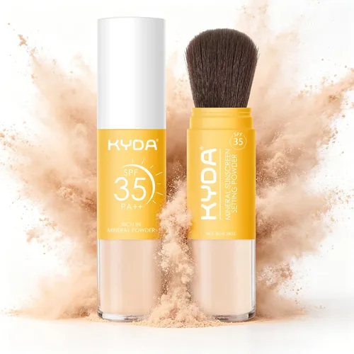 Vista 13 de KYDA Protector solar mineral en polvo para rostro y cuero cabelludo, protector solar SPF 35 para el cuero cabelludo, protector solar