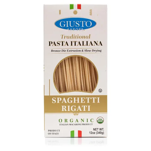 Vista 11 de Giusto Sapore Pasta italiana Bucatini artesanal importada, bronce orgánico dibujado 340G