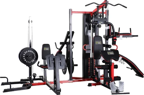Vista 3 de Fitvids Multifunctional Home Gym System Workout Station with Leg Extension and Preacher Curl, 122.5LB Weight Stack, Multiple Options, Multiple
