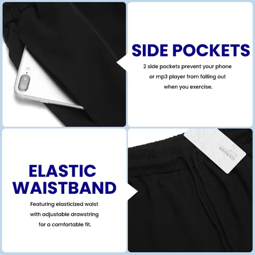 Vista 4 de COOFANDY - Paquete de 2pantalones cortos de entrenamiento para hombre, diseño con bolsillos, de secado rápido, para fisicoculturismo, levantamiento