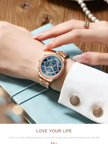 Vista 3 de OLEVS Relojes para mujer, reloj de moda para mujer, reloj de pulsera de cuarzo analógico impermeable de acero inoxidable, elegante regalo