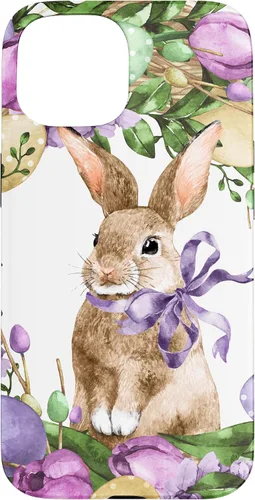 Vista 6 de Floral Easter Bunny Wreath Decor for Women Cute Easter Day Case for iPhone 17