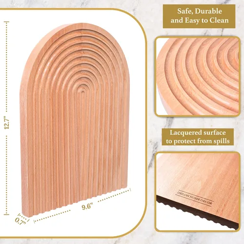 Vista 2 de Bandejas de mesa auxiliar para sala de estar Bandeja decorativa de madera y servir Tabla de servir Tabla de cortar y embutidos Bandeja