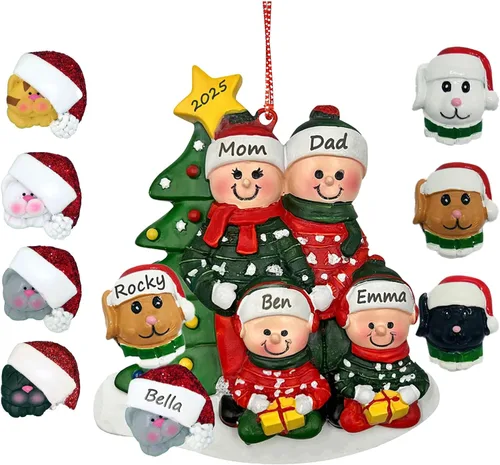Vista 9 de Adorno de Pareja con Mascotas Perros Gatos - Adorno de Navidad de Pareja con Mascota Perro Gato, Adorno de Navidad de Pareja Adicional con Mascota