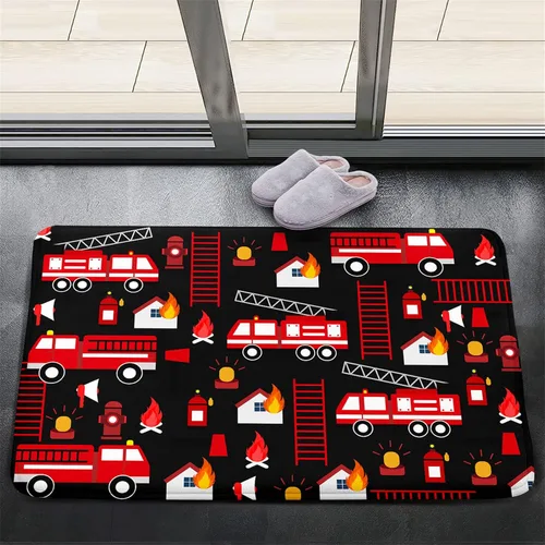Vista 35 de Alfombra de construcción – Alfombras de construcción para habitación de niños, divertido diseño de camión de dibujos animados, alfombra de coche