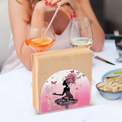 Vista 7 de Servilleteros de flores y mariposas para niñas, para mesas, servilleteros de acrílico transparente, servilleteros de cóctel para cocina