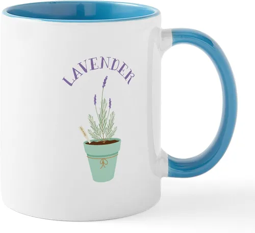 Vista 32 de CafePress Tazas de flores de lavanda 11 oz (11.0 fl oz) Taza de café de cerámica Blanco