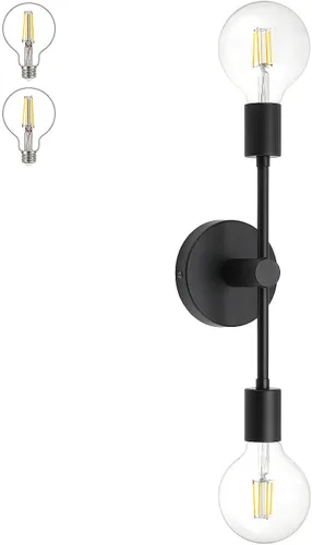 Vista 10 de XiNBEi Lighting - Aplique de pared negro de 1 luz para pasillo, bombilla LED incluida Mate negro