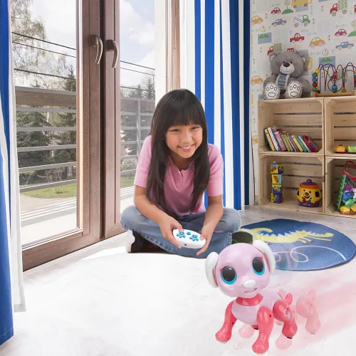 Vista 2 de BIRANCO. Perro Robot con Control Remoto y Detección de Gestos - Juguete Robot Mascota Cachorro Rosa Inteligente que Camina y Ladra, Interactivo