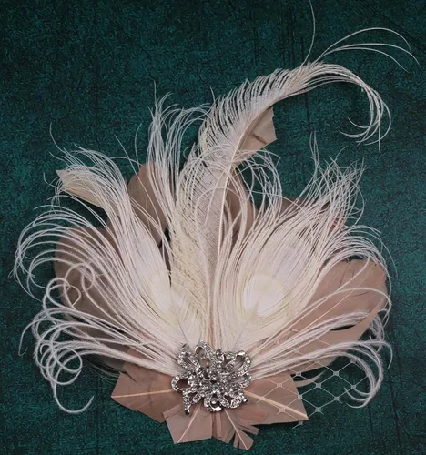 Vista 5 de Cizoe Fascinators 20s Gatsby Flapper Acessories Art Deco Party Accessory Peacock Feather Alligator Clip