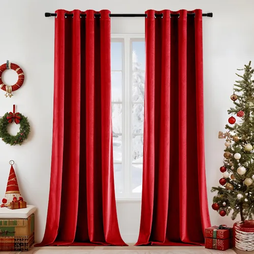 Vista 36 de EMEMA Cortinas de terciopelo negro, 2 paneles de 40 x 63 pulgadas de largo, bolsillo trasero para barra