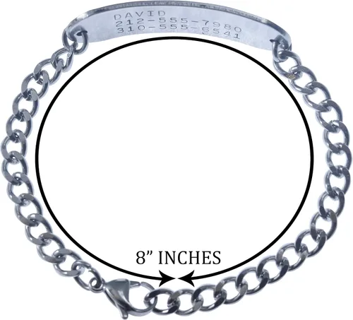 Vista 4 de Deep Stamped Personalizable, Plavix, pulsera de alerta médica, acero inoxidable, 8 pulgadas ajustable (incluye grabado gratis), Acero inoxidable