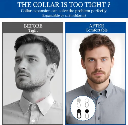 Vista 6 de 16 extensores de cuello para camisas de hombre, extensor de cuello cómodo, extensor de botón ajustable para camisas de vestir, botón de cuello