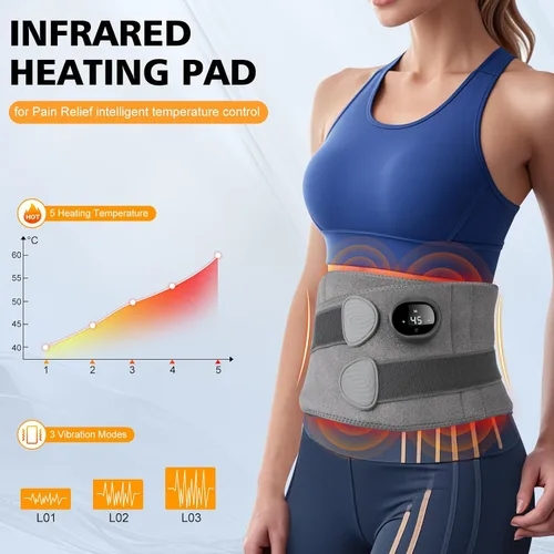 Vista 2 de Almohadilla térmica inalámbrica para aliviar el dolor de espalda, masajeador lumbar con calor, masaje de calefacción recargable, cinturón de espalda