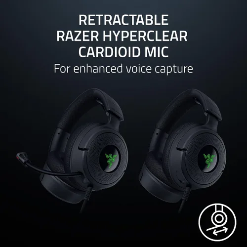 Vista 3 de Auriculares Razer Kraken V4 X con cable para juegos: Controladores de 40 mm - Micrófono cardioide - Almohadillas de espuma viscoelástica