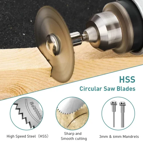 Vista 2 de Discos de corte compatibles con Dremel 32 piezas, hojas de sierra circular HSS, 6 unidades, discos de corte de resina, 10 unidades de rueda de corte