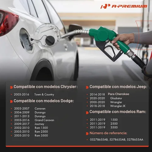 Vista 2 de A-Premium Tapa de Combustible con Cierre Tapa de Combustible 5278655AA Compatible con Dodge Jeep Ram Chrysler - Grand Caravan, Ram 1500, Caravan