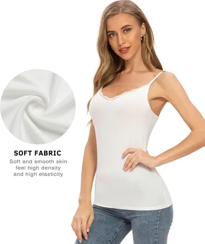 Vista 2 de Rosyline V Neck Camisoles for Women Adjustable Lace Cami Undershirt Spaghetti Strap Lace Tank Tops