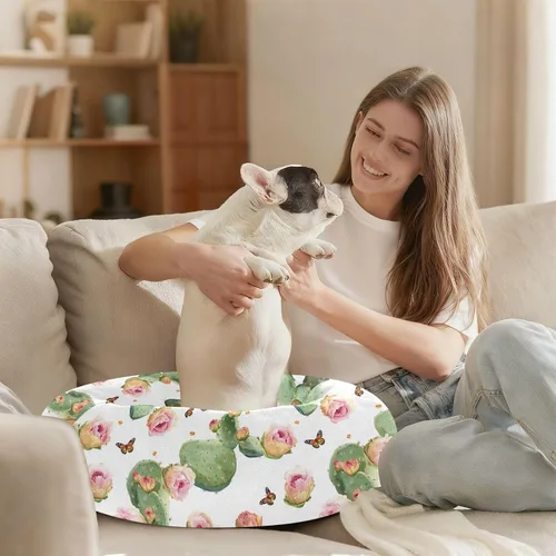 Vista 8 de Wudan Pet Cat Beds Relieve Stress Fluffy Dog & Cat Cushion for Small Size Pets Sleeping XS Beauty Prickly Pear Fruit White