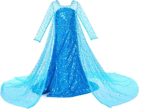 Vista 2 de Luxury Princess - Disfraz de princesa con capa larga brillante para niñas de 2 a 10 años para fiesta de cumpleaños