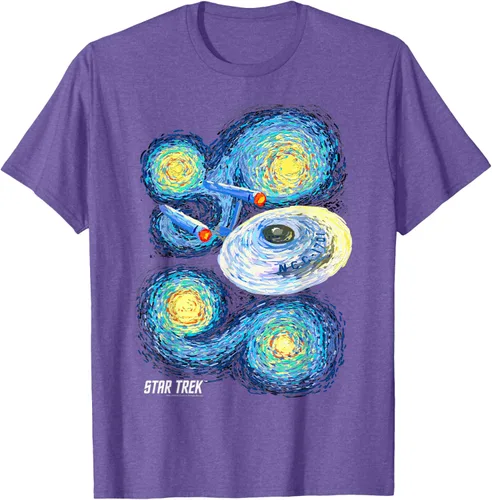 Vista 8 de Star Trek Camiseta de pintura de noche estrellada de la serie original, Negro, S