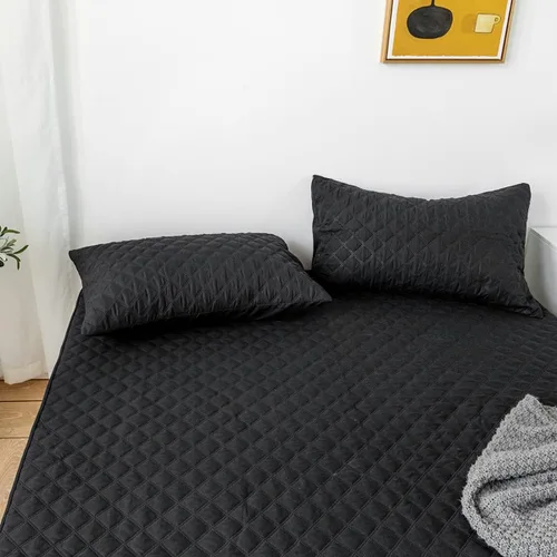 Vista 3 de jejeloiu Protector de colchón acolchado negro, 100% impermeable, transpirable, tamaño individual, protector de colchón de 14 pulgadas de profundidad