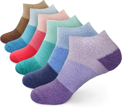 Vista 13 de BambooMN Calcetines de spa de nailon mullidos con infusión de aloe para mujer, color morado lavanda, 3 pares