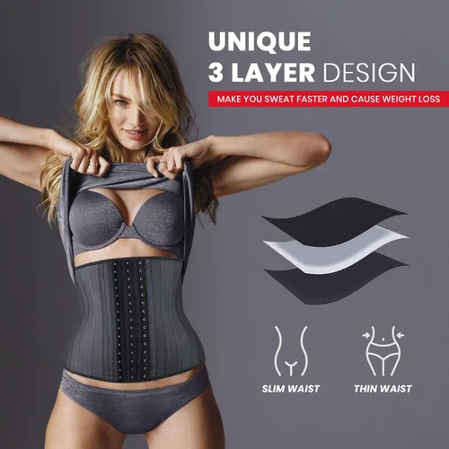 Vista 3 de DEVOGUE Entrenadores de cintura para mujer, corsé de látex para grasa del vientre, moldeador corporal
