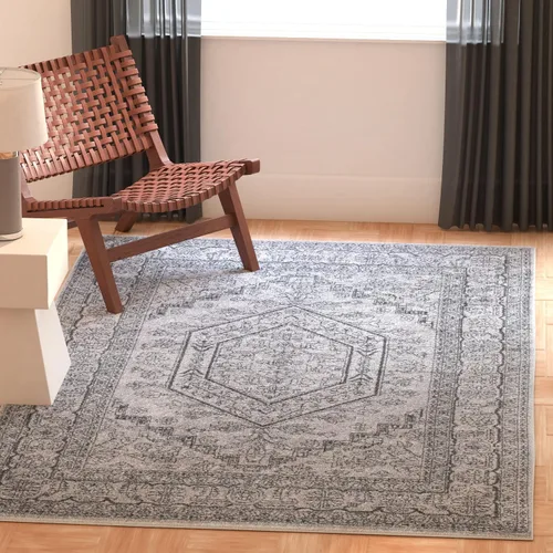 Vista 126 de SAFAVIEH ADR108B - Tapete de la colección Adirondack, 2 pies 1 pulgada x 6 pies, marfil y plateado, diseño de medallón oriental, no desprende